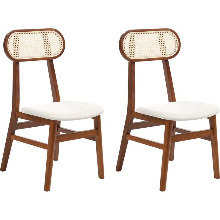 Esszimmerstuhl 2er Set FALLON Holz Braun Hellbeige