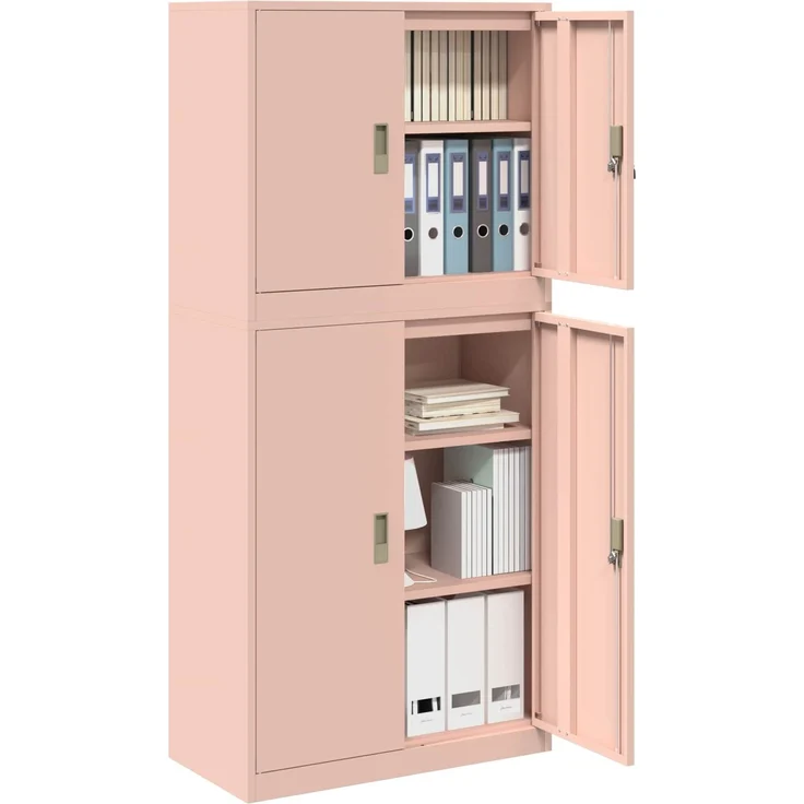 vidaXL Aufbewahrungsschrank 2 stk. Rosa 80 x 40 x 175 cm Stahl 3438736 – Bild 3