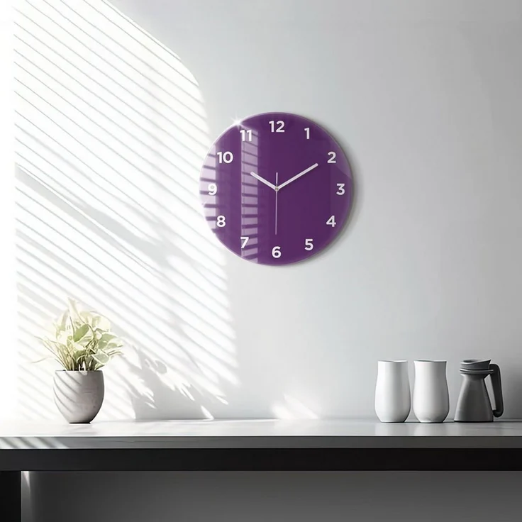 Tulup Wanduhr Wanduhr Glasrunde Uhr Moderne Glaswanduhr 30cm Uhr aus Gehärtetem Glas – Bild 2