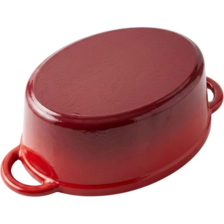 BIG-PAN Bräter Gusseisen Schmortopf 4 L oval Deckel emailliert Bratentopf Cocotte, Gusseisen (Topf Auflaufform Servierpfanne, Schmorpfanne Brotbacktopf), für alle Herdarten, Induktion und Backofen – Bild 3