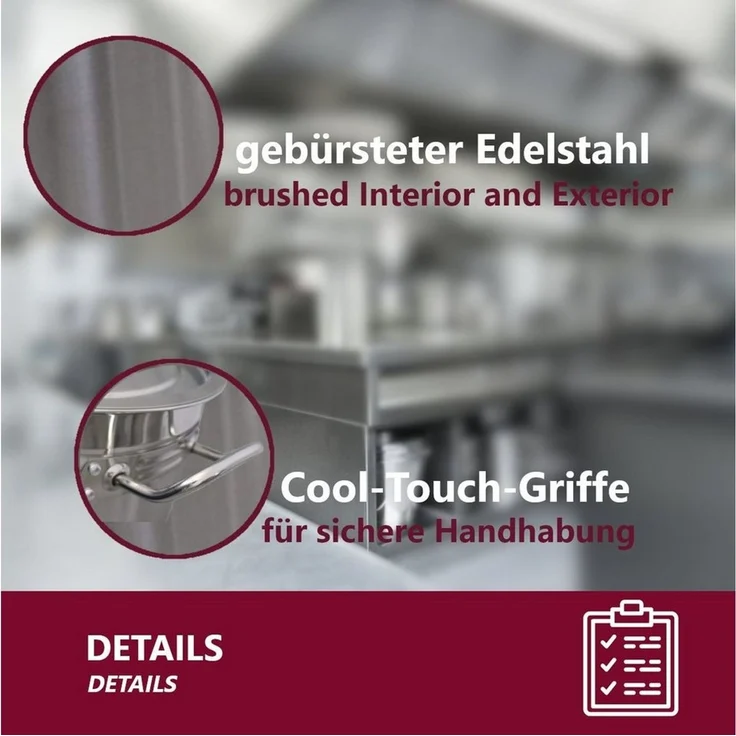 HOOZ Suppentopf Gastronomie Kochtopf Ø 30x20 cm 15 Liter – Großer Universalkochtopf, Edelstahl (XXL Partytopf 15 l mit Deckel, 2-tlg, Induktionsgeeignet, inkl. Deckel und innenliegender Messskala), Großvolumiger Gastro-Topf – für Großküche & Feiern mit... – Bild 2