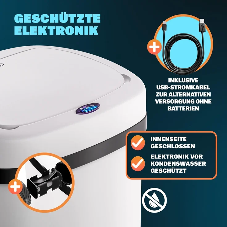 MONZANA® Mülleimer mit Sensor Küche 50L Weiß – Bild 6