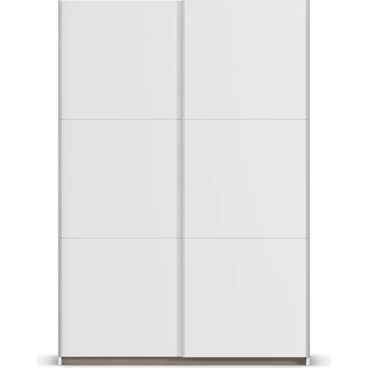 rauch Kleiderschrank Sejo, Schwebetürenschrank, Schiebetürenschrank, 2-türig, mit 2 Kleiderstangen und 2 Einlegeböden, Farbe Weiß, Griffleiste Alu, klein, platzsparend, 131x191x59cm – Bild 2