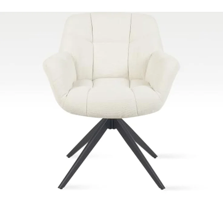 DUBI Möbel Drehstuhl Mika-Mila, creme, 360° drehbar, Metallgestell, 125 kg Belastbarkeit, 65x81x66 cm – Bild 3