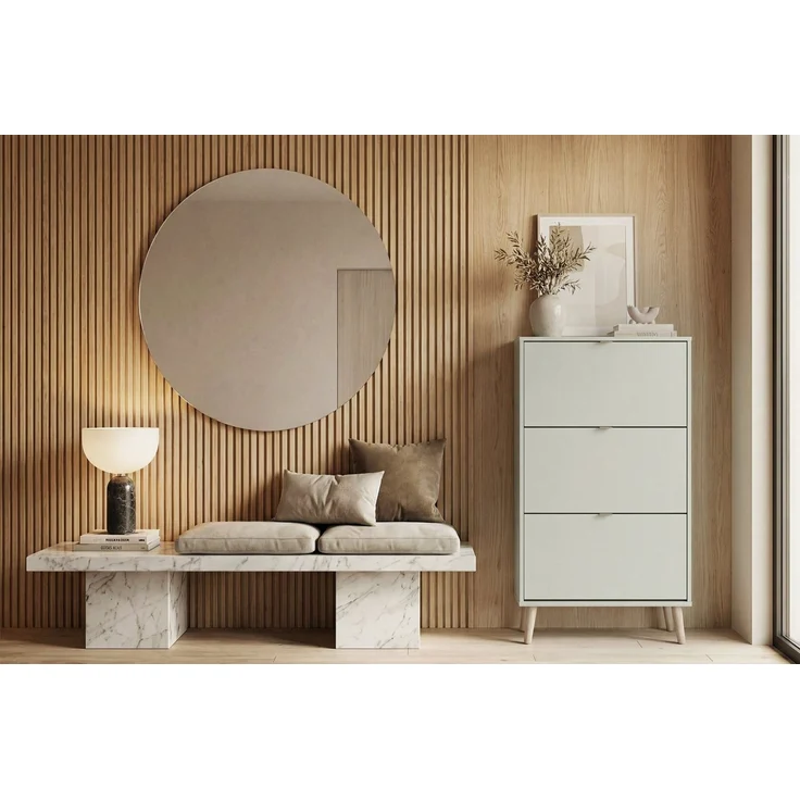 Newroom Schuhschrank Pastellgrün 70 cm Schuhkipper schmal mit 3 Klappen für Flur und Diele – Bild 3