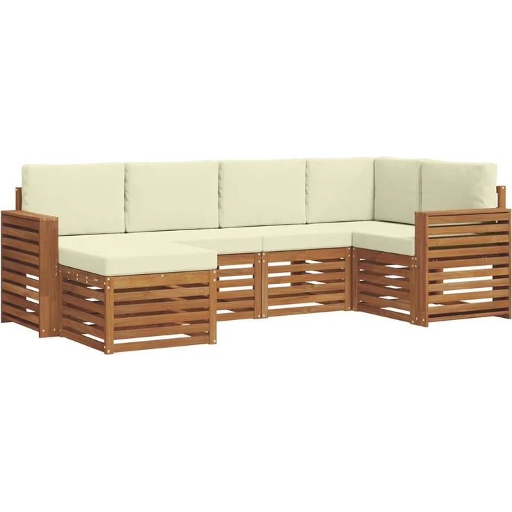 vidaXL Outdoor-Sofagarnitur 6 stk. 5-Sitzer Natur und Creme 3375095 – Bild 2