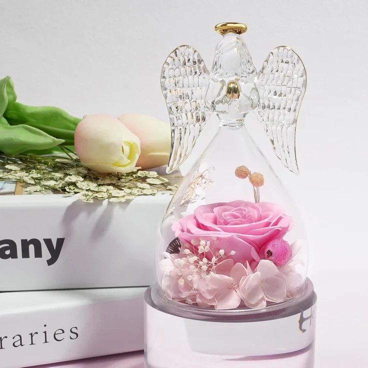 Ewige Rose Engel Figur Geschenk Forever Rose Muttertag Weihnachten Mama Oma – Bild 3