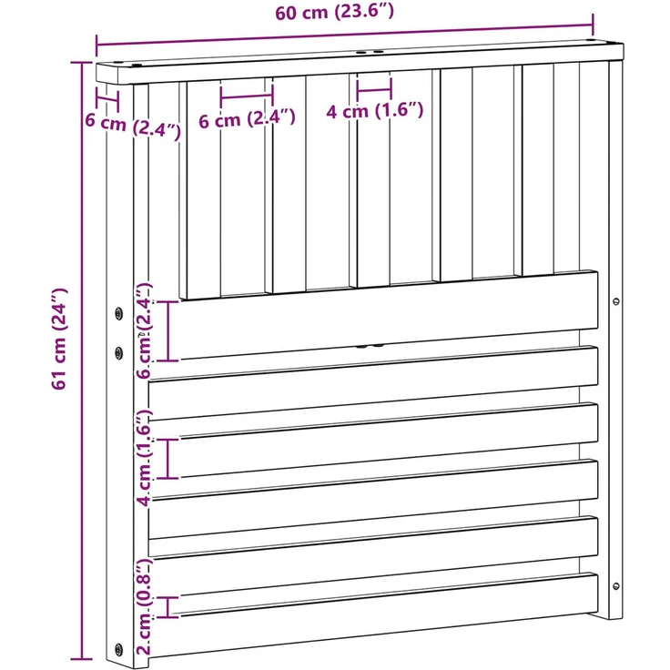vidaXL Armlehnen Modul 2 stk. Weiß 60 x 6 x 61 cm Massivholz Akazie 901523 – Bild 9