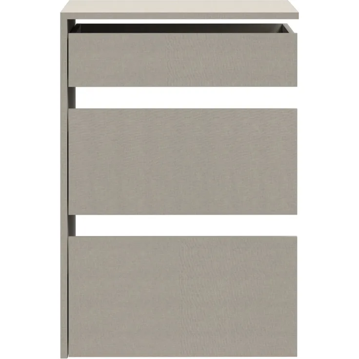 Forte SCHACH & MATT 2 Schubladenblock mit 3 Schubladen, Innenkommode für Kleiderschrank, Holzwerkstoff, Grau Textilnachbildung, 53,5 cm breit x 78,2 cm hoch x 52,7 cm tief