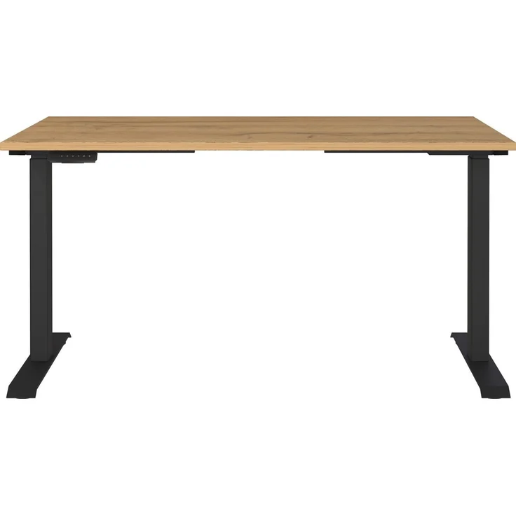 Germania Schreibtisch 7905-582, in Grandson-Eiche-Nb./Schwarz, EL. höhenverstellb, 140 x 120 x 80 cm (BxHxT) – Bild 1