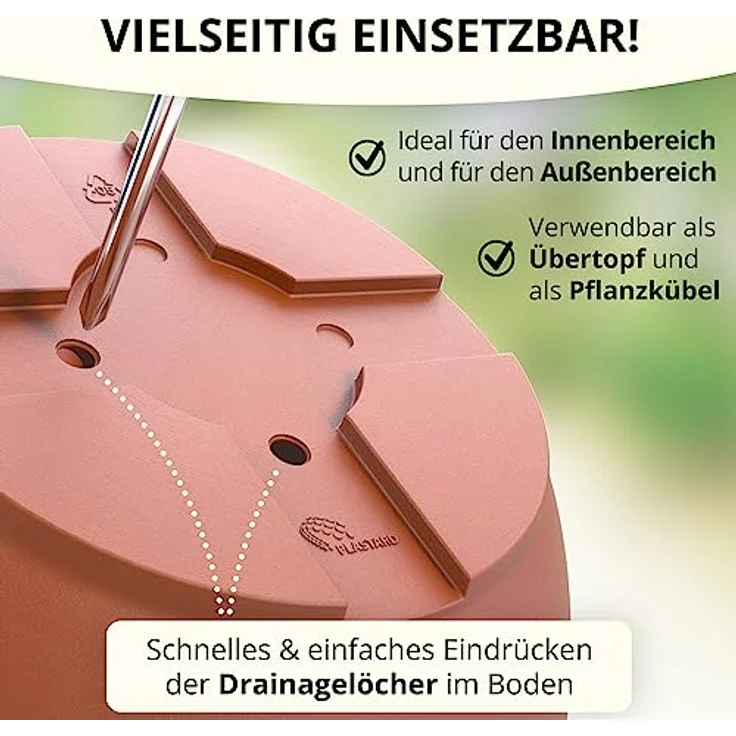Plastard Pflanzkübel 3er, 5er, 10er Sets, Blumentopf mit passenden Untersetzer 15 - 40 cm (10 St, Blumenkübel ist Witterungs-, frost- und UV-beständig) – Bild 5