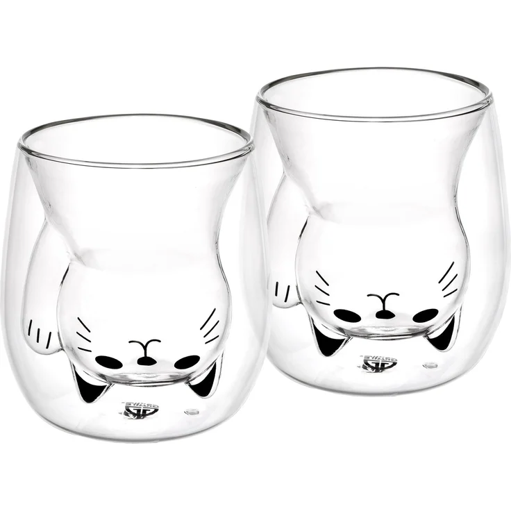 GRÄWE Doppelwandige-Thermogläser, 190ml, 2er Set, Motiv Katze – Bild 1