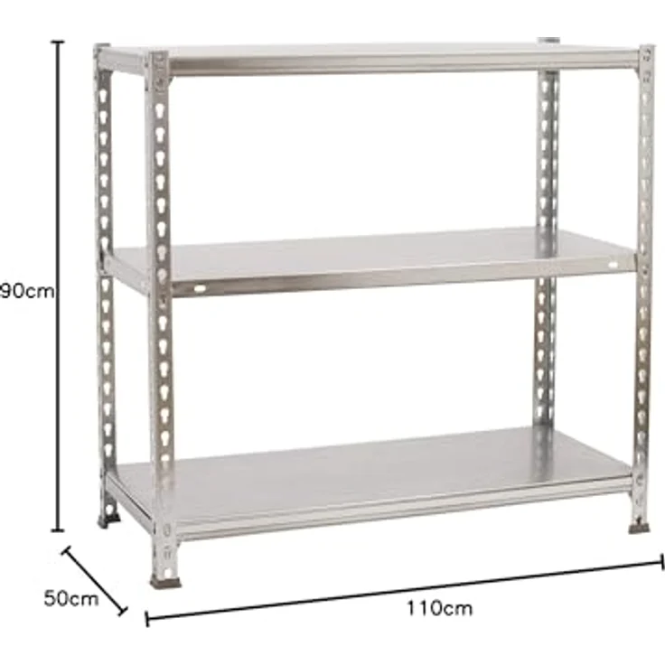 Simon Rack Ecoclick Regal mit 3 Ebenen, 60 kg Tragkraft und Biegepunkt, 900 x 1100 x 500 mm, Schwerlastregal, Garagenregal, verzinkt – Bild 3