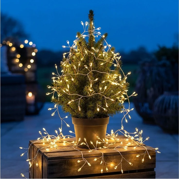 Spetebo Lichterkette Silver Wire CLUSTER Lights - 240 LED, 240-flammig – Bild 2