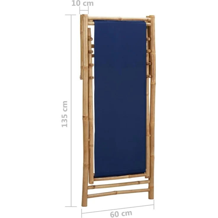 vidaXL Liegestuhl Bambus und Canvas Marineblau 313019 – Bild 4