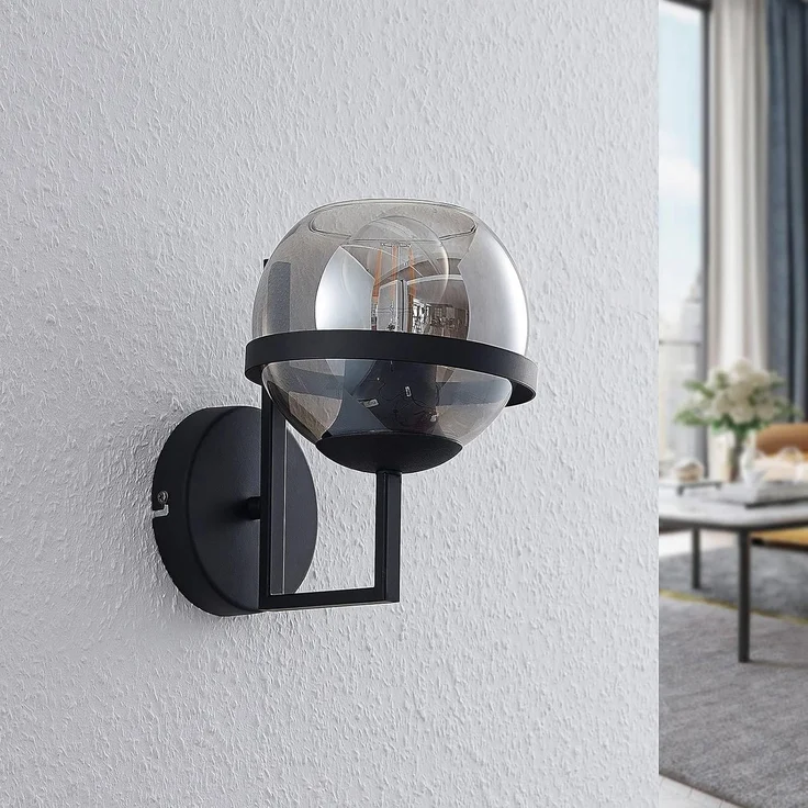 Lindby Wandleuchte Marinka, Metall, Schwarz IP20, 1 x 60 W – Bild 6