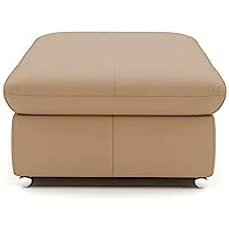 CAVADORE Echtleder-Hocker Valerie / Polsterhocker mit Metallfüßen als Beistellhocker, Fußhocker, Sitzgelegenheit, Couchtisch / 102 x 43 x 68 / Leder Beige – Bild 5