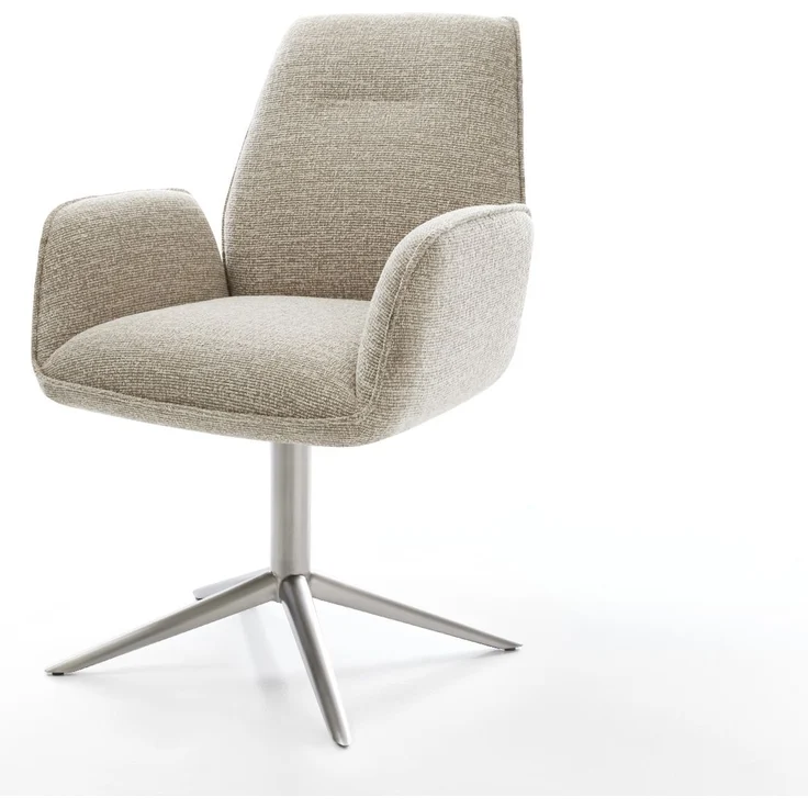 Drehstuhl Zoa-Flex Webstoff Soft Beige Fußkreuz Edelstahl 360° drehbar Wippfunktion Taschenfederkern – Bild 1