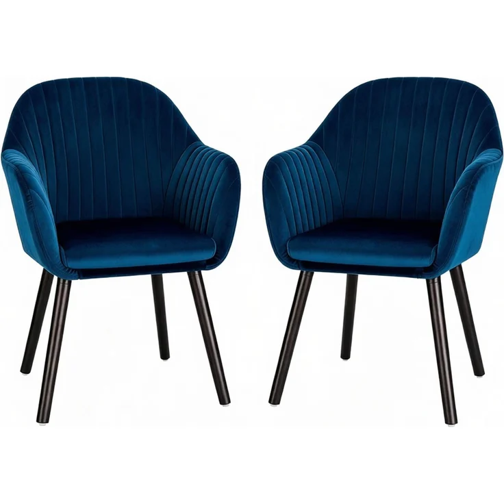 Esszimmerstuhl 2er-Set 42cm×50cm×81cm mit Armlehnen, Samtbezug und Massivholzbeinen – Bild 9