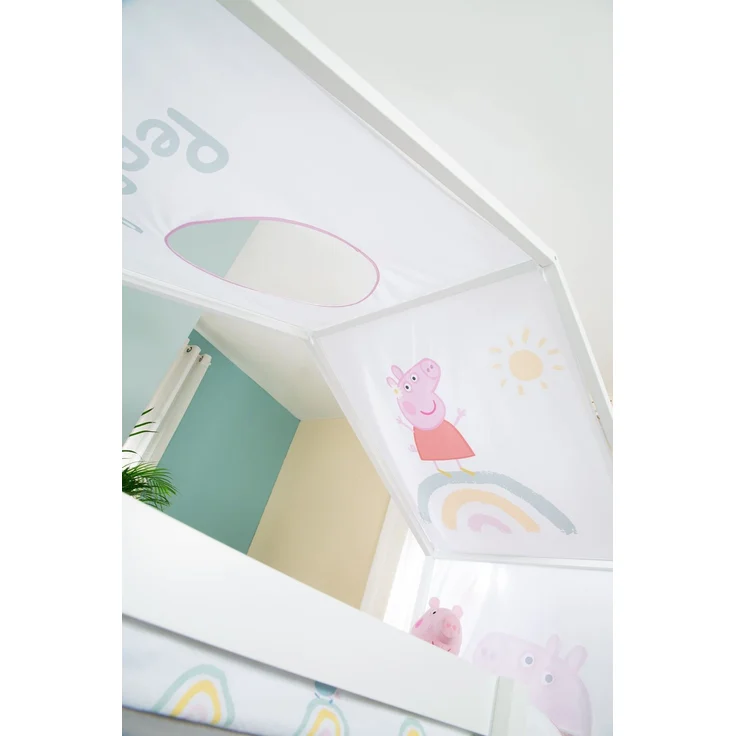 roba Bezug für Montessori Hausbetten 90 x 200 cm im Peppa Pig Design - Passendes Zubehör zum Umbau in Himmelbett - Inkl. 3 Aufbewahrungstaschen & Dachfenster – Bild 13