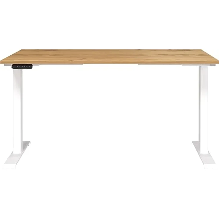 Germania Schreibtisch 7905-242, in Navarra-Eiche-Nb./Weiß, EL. höhenverstellb, 140 x 120 x 80 cm (BxHxT) – Bild 4