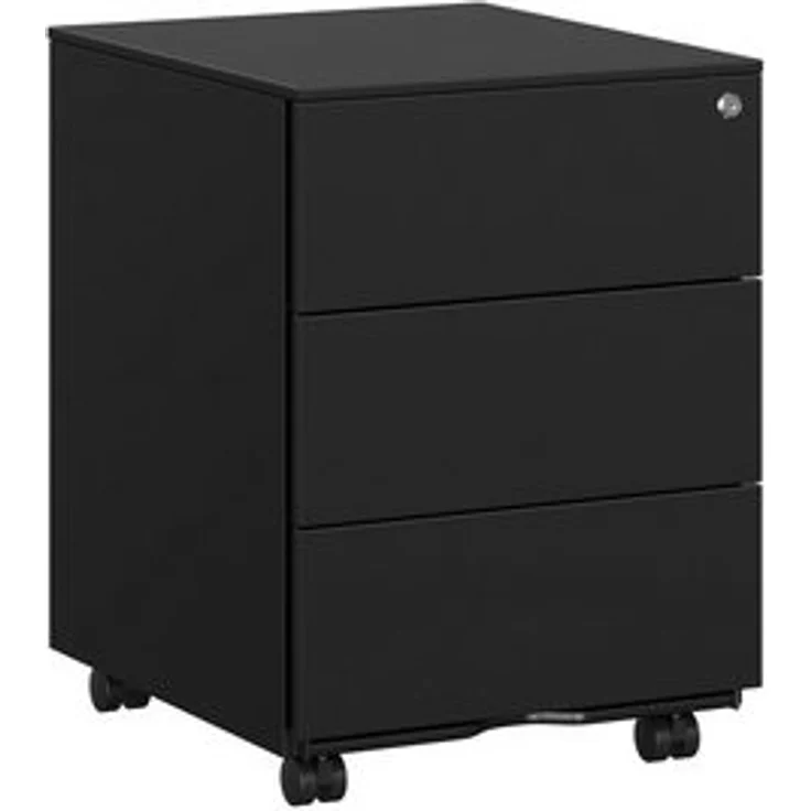 Songmics Rollcontainer mit 3 Schubladen und abschließbar, Stahl mattschwarz, 39 x 45 x 55 cm – Bild 6