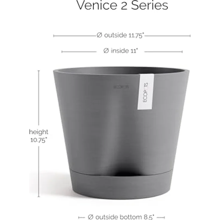 ECOPOTS Blumentopf Venice 2 30 Grau, für den Innenbereich – Bild 3