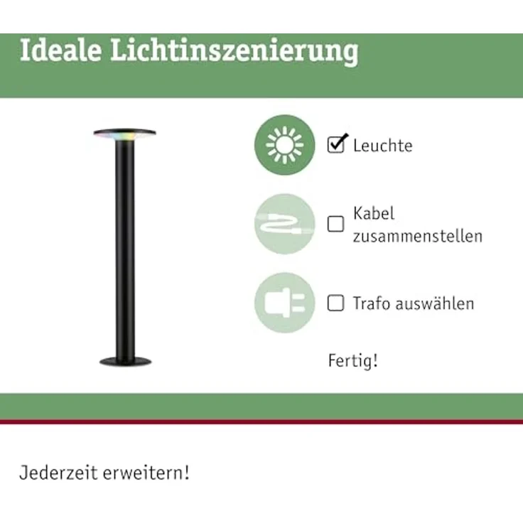 Paulmann 94756 LED Pollerleuchte Zigbee Plate RGBW Anthrazit – Bild 2