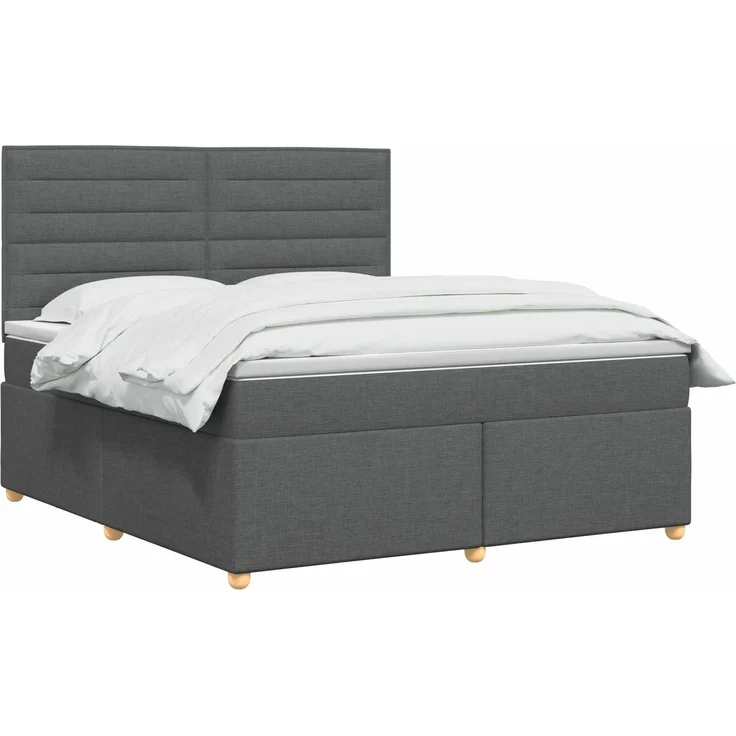 vidaXL Boxspringbett mit Matratze Dunkelgrau 180 x 200 cm Stoff 3453936 – Bild 3