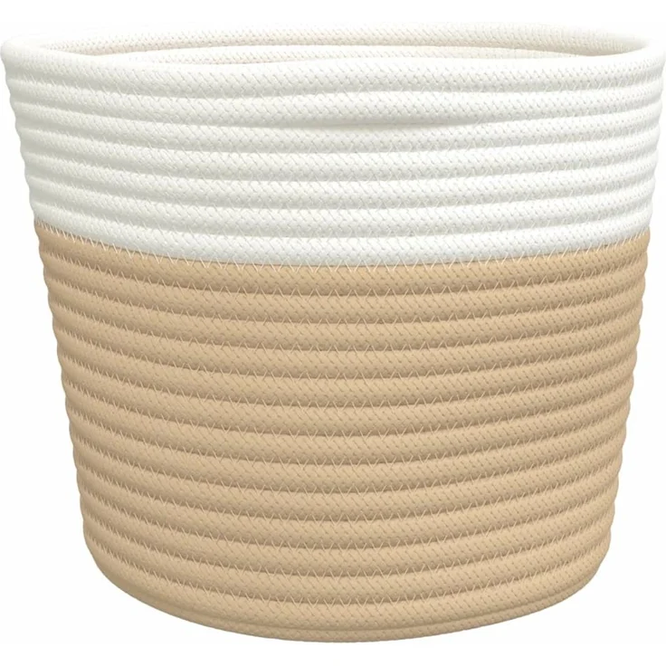 vidaXL Aufbewahrungskörbe 2 Stk. Beige und Weiß Ø24x18 cm Baumwolle 358455 – Bild 6