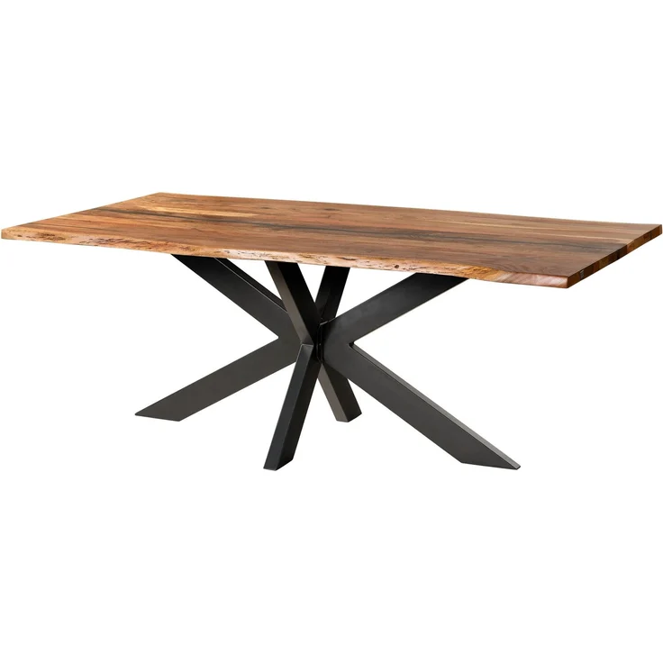 Baumtisch Akazie 240 x 100 x 74 natur lackiert / Epoxid schwarz, Kreuzgestell anthrazit matt EPOXY – Bild 1