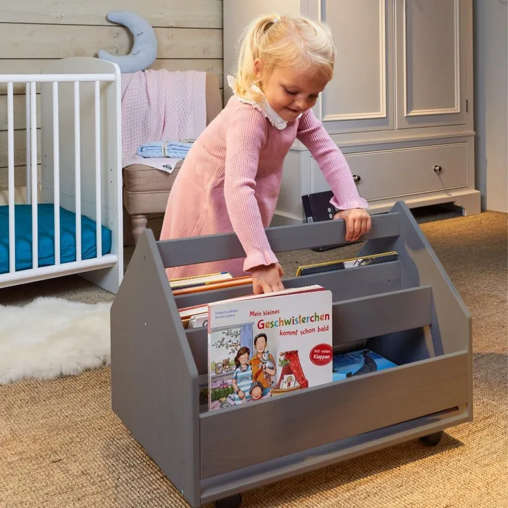 Bücherregal COMET für Bücher mit Rollen Anthrazit