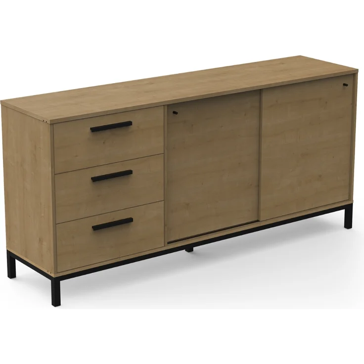 Calicosy Sideboard 2 Schiebetüren und 3 Schubladen L181 cm - CRAFT - Helles Holz – Bild 3