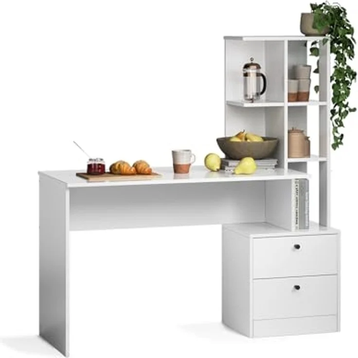 Esstisch Denton Weiß 136 x 55 cm mit 2 Schubladen Vicco – Bild 5
