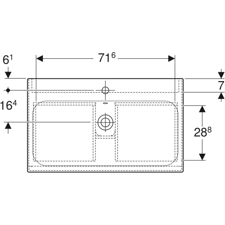 Geberit Renova Plan Set mit Waschtisch u. Unterschrank ,1 Schublade, 80 x 62,2 x 48 cm, 501916, Farbe: Waschtisch: weiß, Front/Korpus: Nussbaum hickory hell / folienbeschichtet - 501.916.00.1 – Bild 2