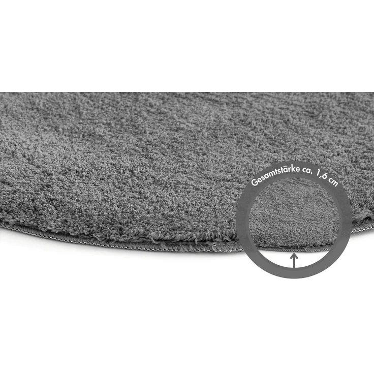 Andiamo Badematte Arezzo, Höhe 16 mm, rutschhemmend beschichtet, fußbodenheizungsgeeignet, schnell trocknend, Polyester, rund, Uni Farben, auch in rund und als 2er Set erhältlich – Bild 2