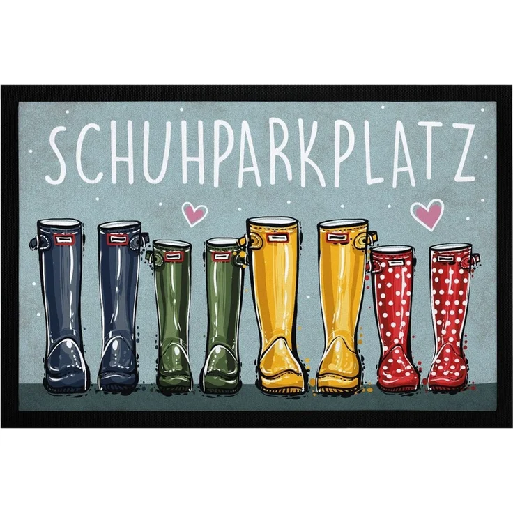 MoonWorks Fußmatte Fußmatte Schuhparkplatz Motiv lustig Gummistiefel Familie Willkommen, rechteckig – Bild 5