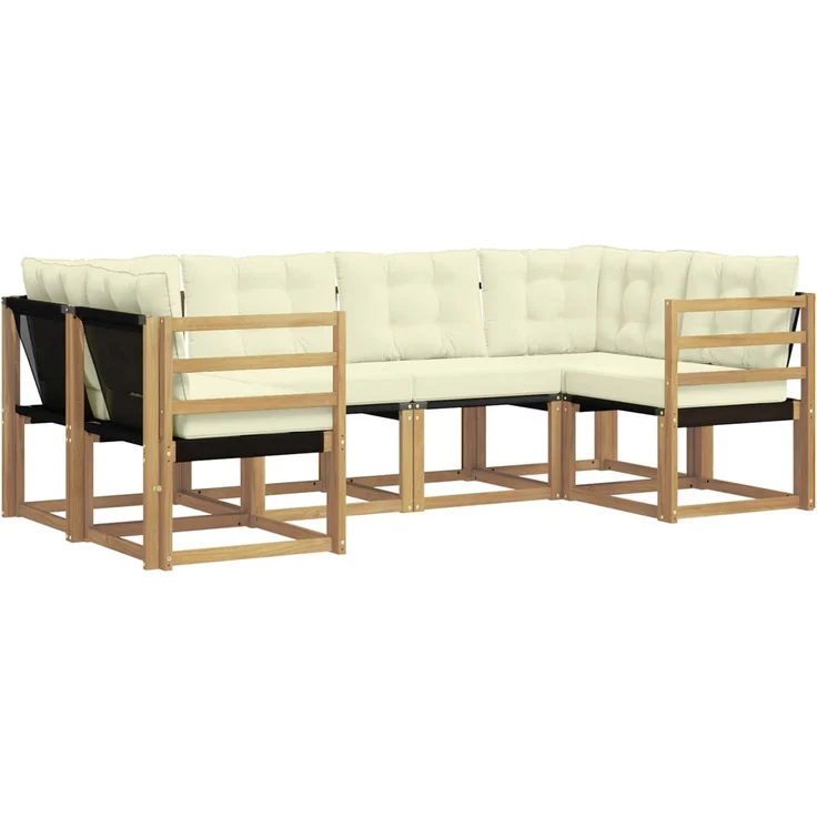 vidaXL Outdoor-Sofagarnitur 6 stk. 6-Sitzer Weiß und Creme 3389800 – Bild 2