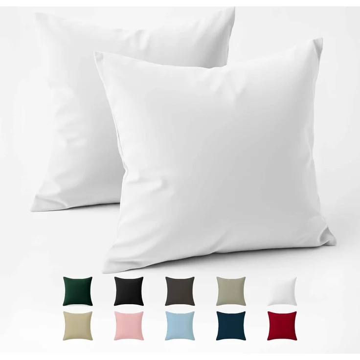 Dreamzie Kissenbezug 65x65 Baumwolle Renforcé (2er-Set) - Weiss - Dicht gewebt mit 57 Fäden/cm² - Kissenbezüge 65x65 cm - Oeko Tex Zertifiziert