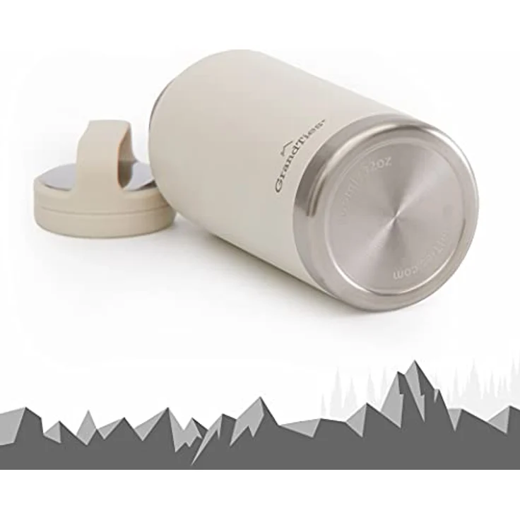 GrandTies 946ml Reise Wasserflasche - Wide Mouth Vakuum Isolierte Wasserflasche mit Zwei Stil Deckeln, kälteste Wasserflasche für Männer, Hydroflaschen für Frauen - Elfenbein Weiß – Bild 5