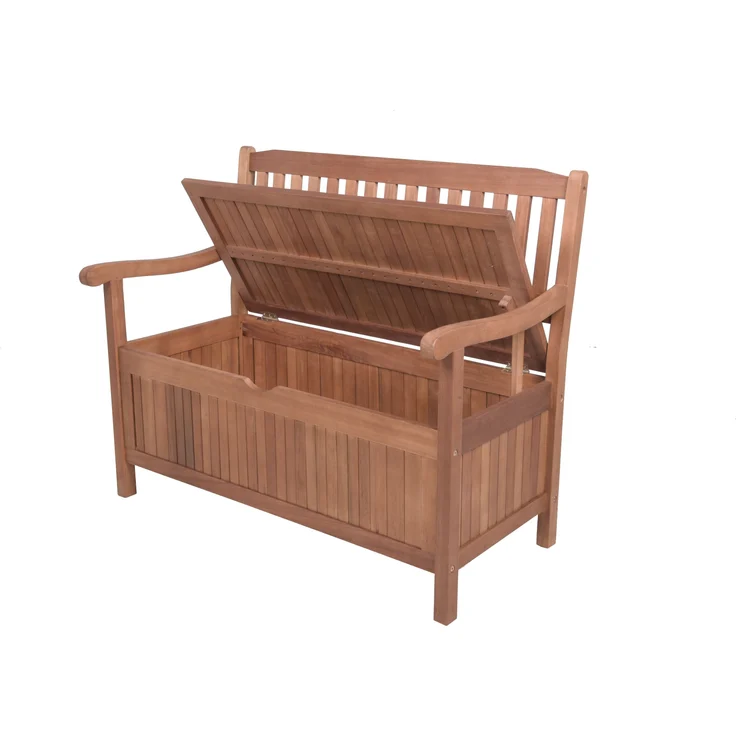 Gartenbank RENNES 2-Sitzer mit Staufach - 107cm Breit, Eukalyptus, Natur | Terrassenbank Wetterfest Sitzbank Outdoor Bank – Bild 3