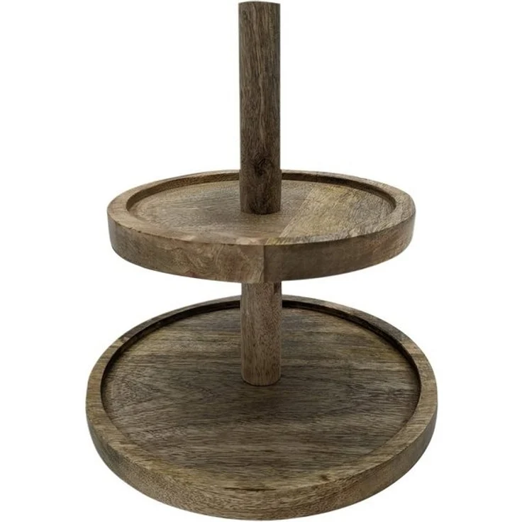 Spetebo Etagere Mangoholz Etagere mit 2 Ablagen - 25 cm, Mangoholz, (Packung, 1-tlg, 1 x Servierständer), Servierständer aus Holz – Bild 4