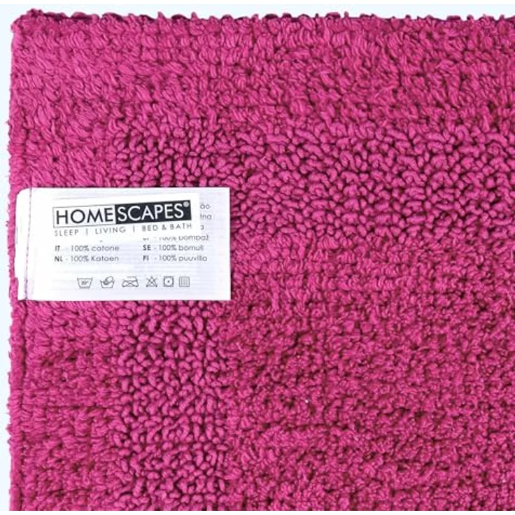 Homescapes Badematte 2 teiliges Luxus Badematten Set 100% Baumwolle raspberry, Höhe 30 mm, Badematte - 50x80 cm, WC Vorleger - 50x55 cm – Bild 7