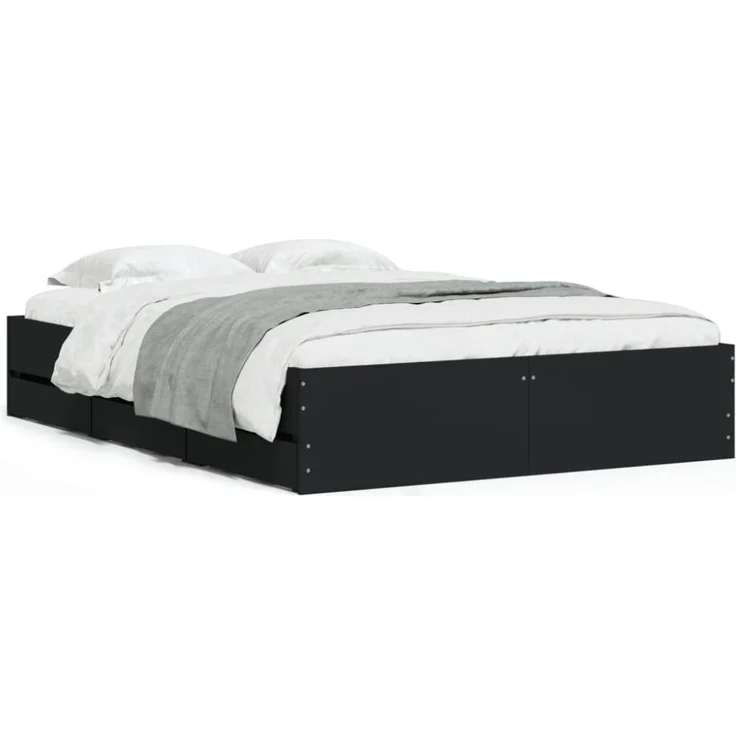 vidaXL Bettgestell mit Schubladen Schwarz 120x200 cm Holzwerkstoff 3207281 – Bild 2