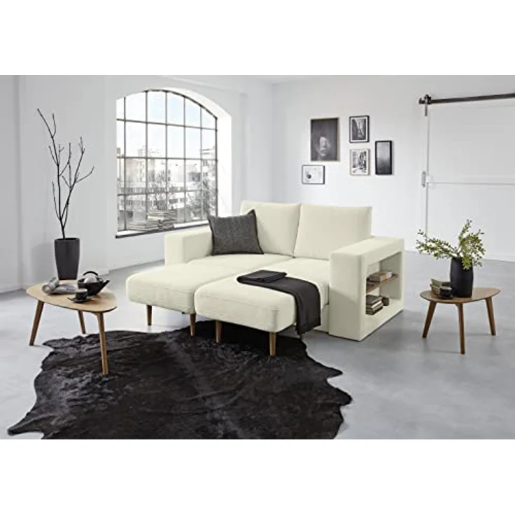 LOOKS by Wolfgang Joop Looks V-2 Designer Sofa mit Hockern und Regal, 2 Sitzer Couch, Funktionssofa, weiß, Sitzbreite 120 cm – Bild 6