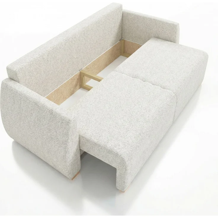 Wohnero 24 Delle Premium Schlafsofa 221x93 cm mit Bettkasten & DL-Funktion – 191x142 cm Liegefläche, 3-Sitzer Sofa mit Bonellfeder - Lambi01 – Bild 5