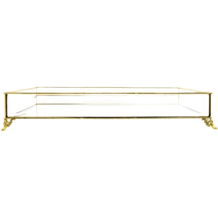 Schmuck- und Dekobox mit Spiegelboden, 30 x 40 x 8 cm - Gold – Bild 2
