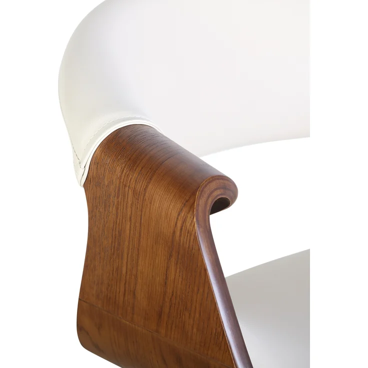 CLP Esszimmerstuhl Foley Küchenstuhl mit Armlehne und Holzgestell,creme Kunstleder – Bild 5