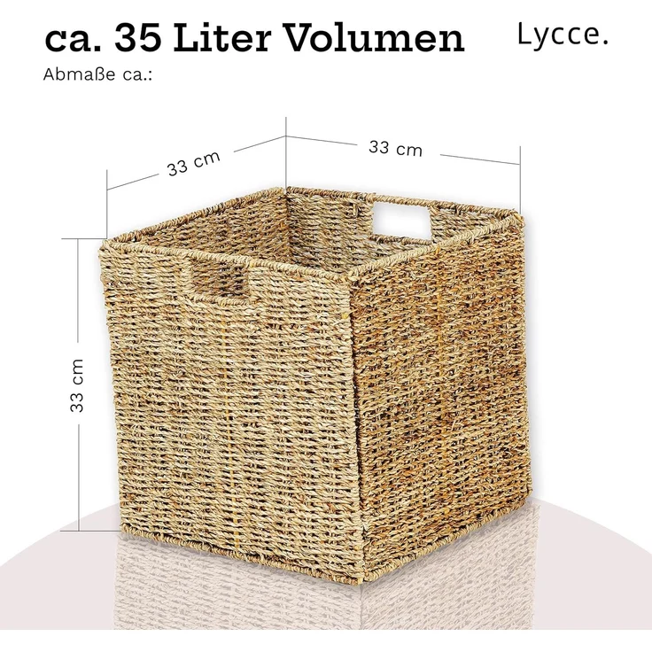 Lycce Regalkorb Kallax Einsatz Lake Aufbewahrungskorb Seegras schwarz 35 l, 33 x 33 x 33 cm – Bild 3