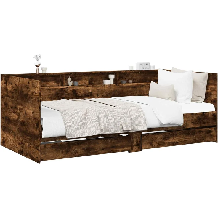 vidaXL Tagesbett mit Schubladen Geräucherte Eiche Holzwerkstoff 3429639 – Bild 2